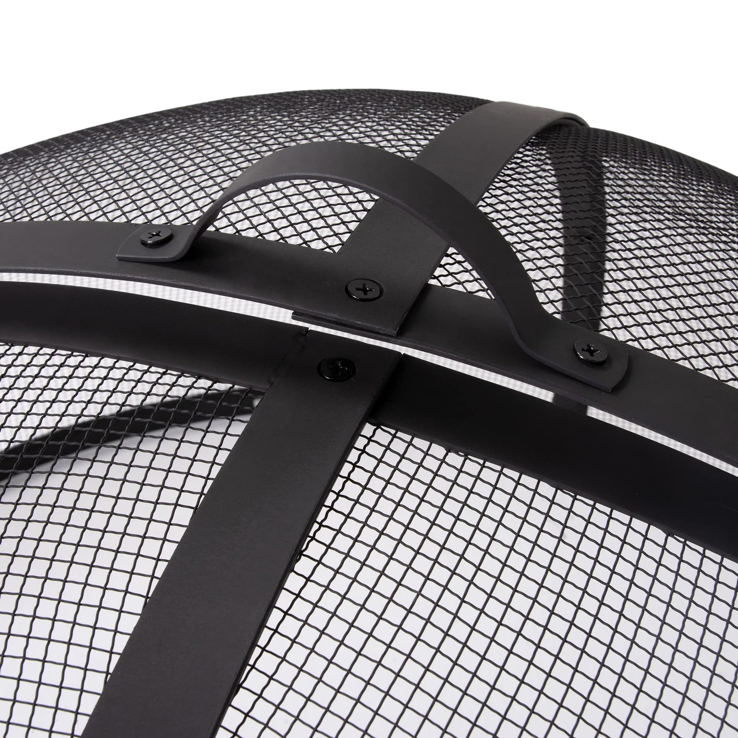 SUNCREAT Heavy-Duty Fire Pit Screen, Steel Mesh Round Spark Screen with Handle, 35 Inch
