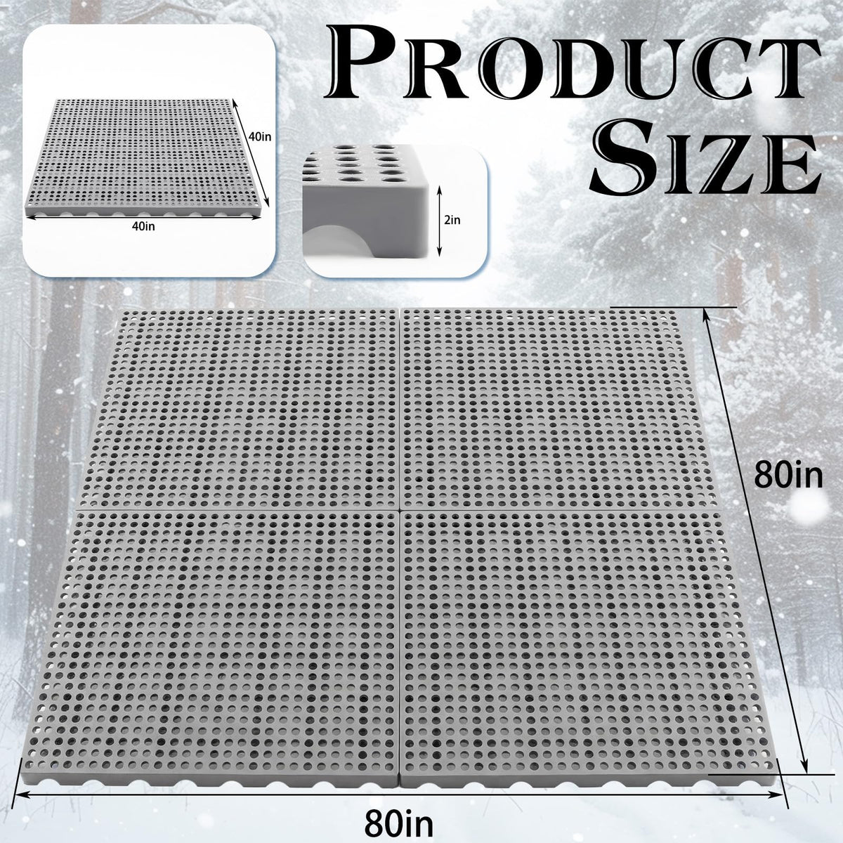 BreezeHug 4 Pack Outdoor Spa Foundation Base Pad (80" x 80"), Heavy Duty Interlocking Ground Platform for Inflatable Spas, Resin Tubs, Pools, Outdoor Equipment