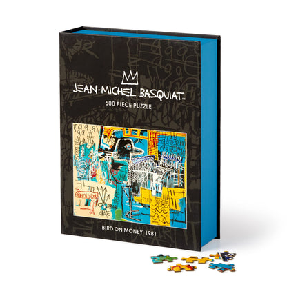 Galison Basquiat Bird On Money – 500 Piece Book Puzzle with Iconic Bird On Money Charlie Parker Tribute Artwork Packaged in Magnetic Keepsake Book Sized Box