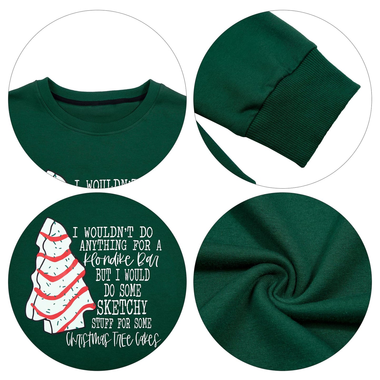 MYHALF Christmas Sweatshirt Womens Santa Shirts Christmas Trees Pullover Ugly Xmas Holiday Shirt Long Sleeve Tops Lightweight