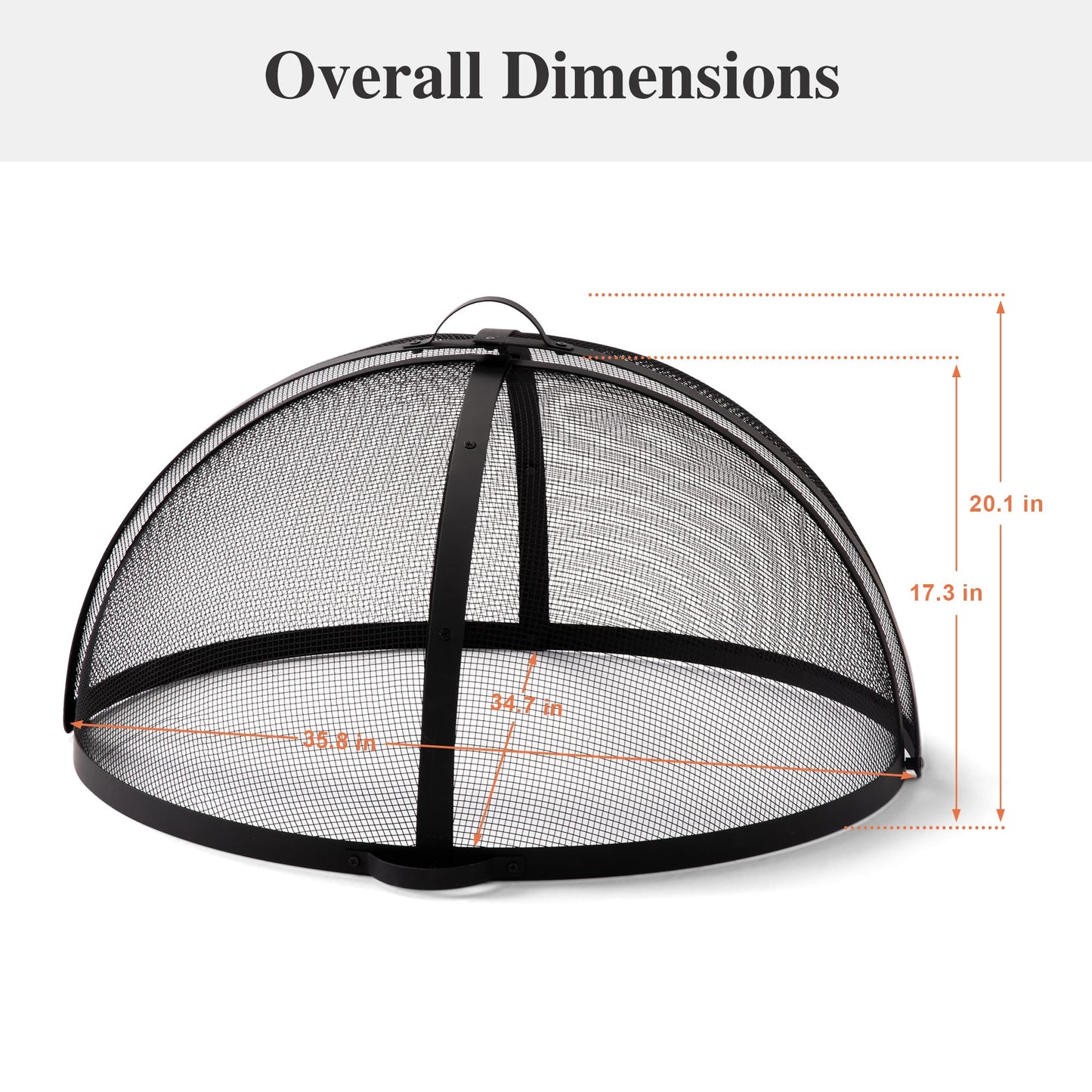 SUNCREAT Heavy-Duty Fire Pit Screen, Steel Mesh Round Spark Screen with Handle, 35 Inch
