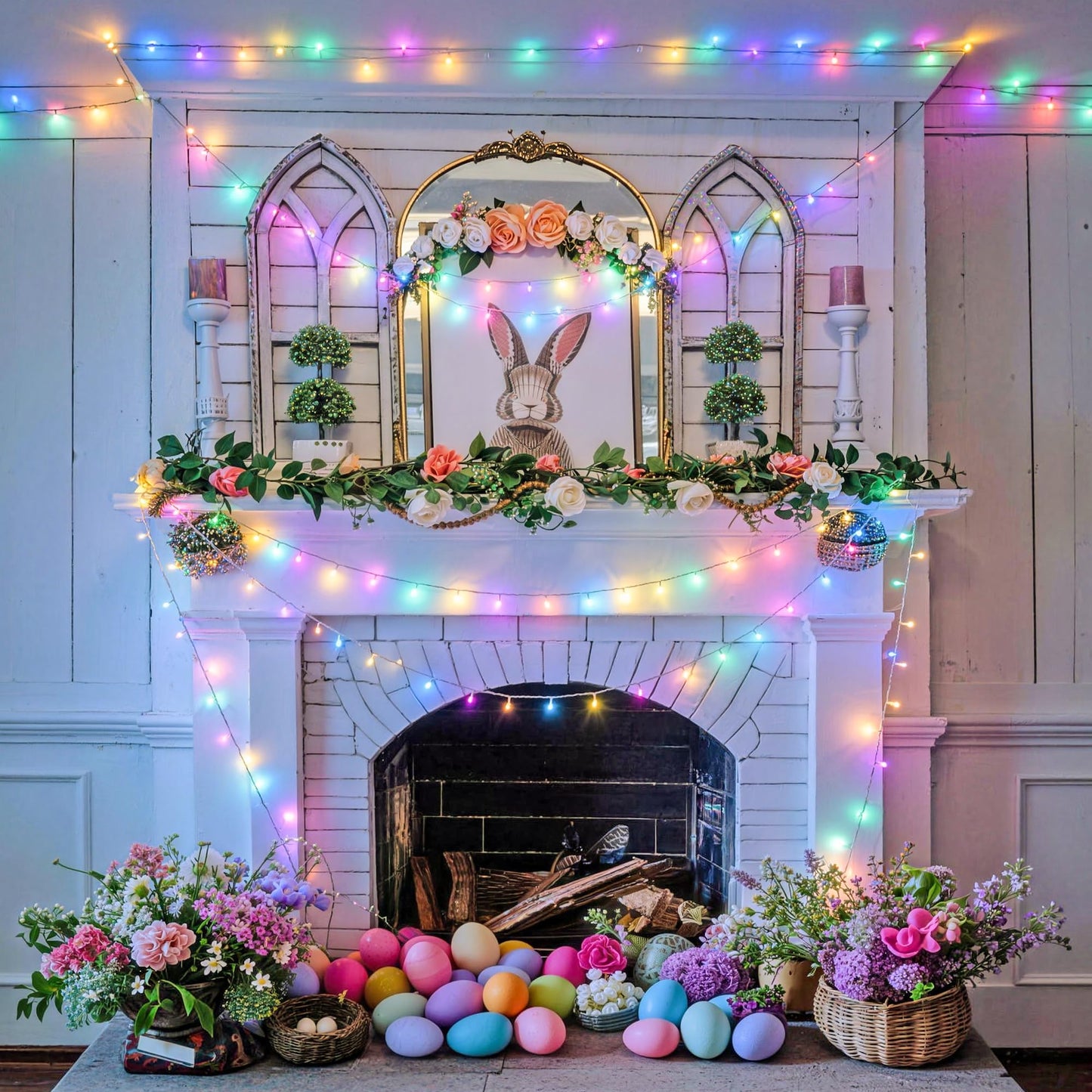 JMEXSUSS 200 LED Easter Lights Outdoor Indoor for Decorations, 66 Ft Connectable Pastel Easter Lights String Clear Wire Plug in for Bedroom Tree Room Party Spring Decor