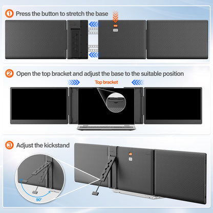 2025 New Upgraded Laptop Screen Extender Portable Monitor, 1080P FHD IPS Screen, Monitor Extender for Laptop, Fit for 13-17" Laptops, Plug & Play Compatiable with Windows/Mac/Android/Switch (14 inch)