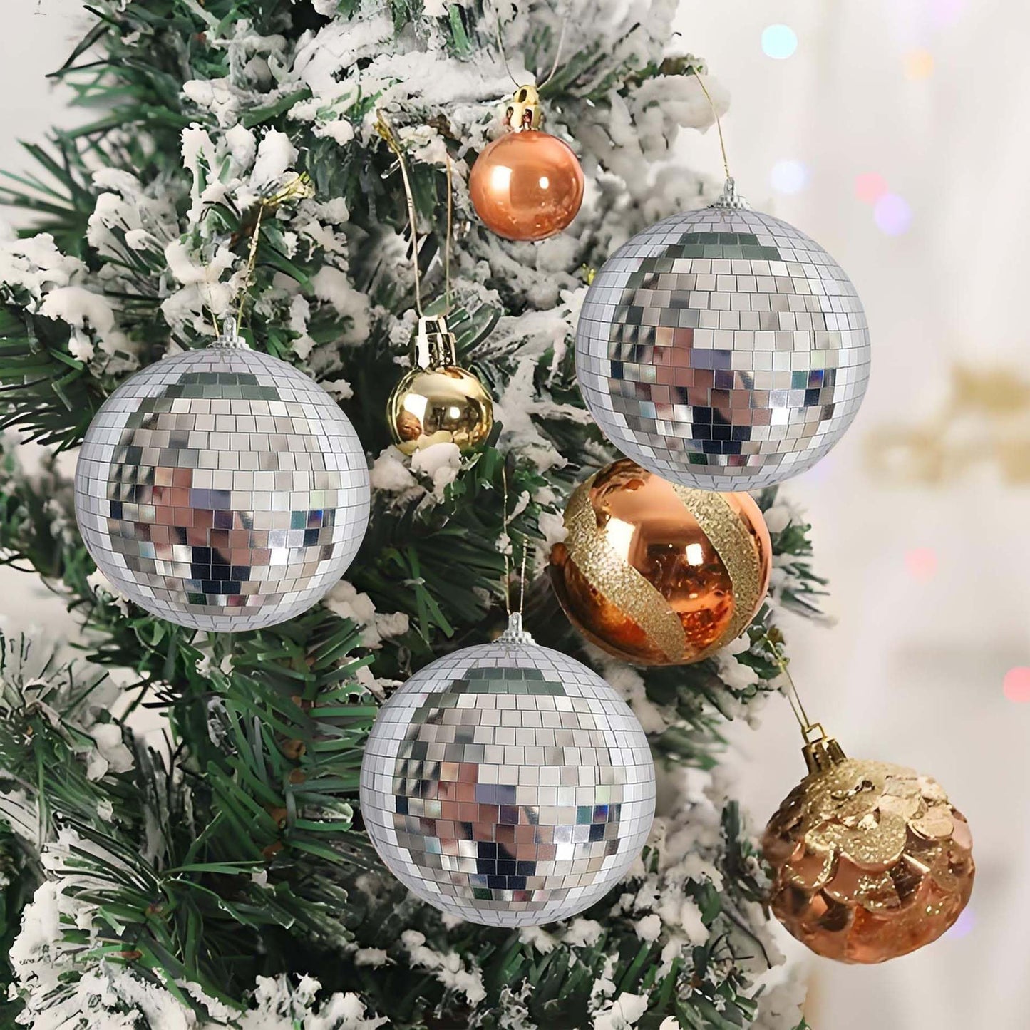 ZHANYIGY 4Pcs Christmas Balls Ornaments for Xmas Tree - Shatterproof Christmas Ball Xmas Tree Decorations Hanging Ball Silver PET 4in x 4 Pack