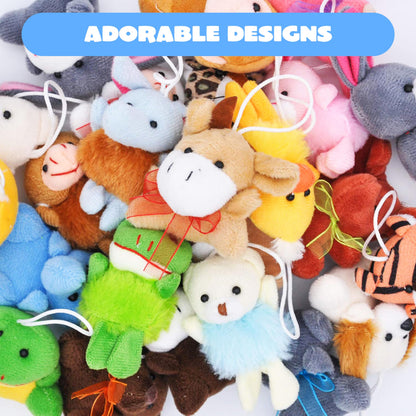 JOYIN 24 Pack Mini Animal Plush Toy Assortment (24 Units 3" Each), Animals Keychain Decoration for Kids, Small Stuffed Animal Bulk for Kids, Carnival Prizes, School Gifts, Christmas Goodie Bags