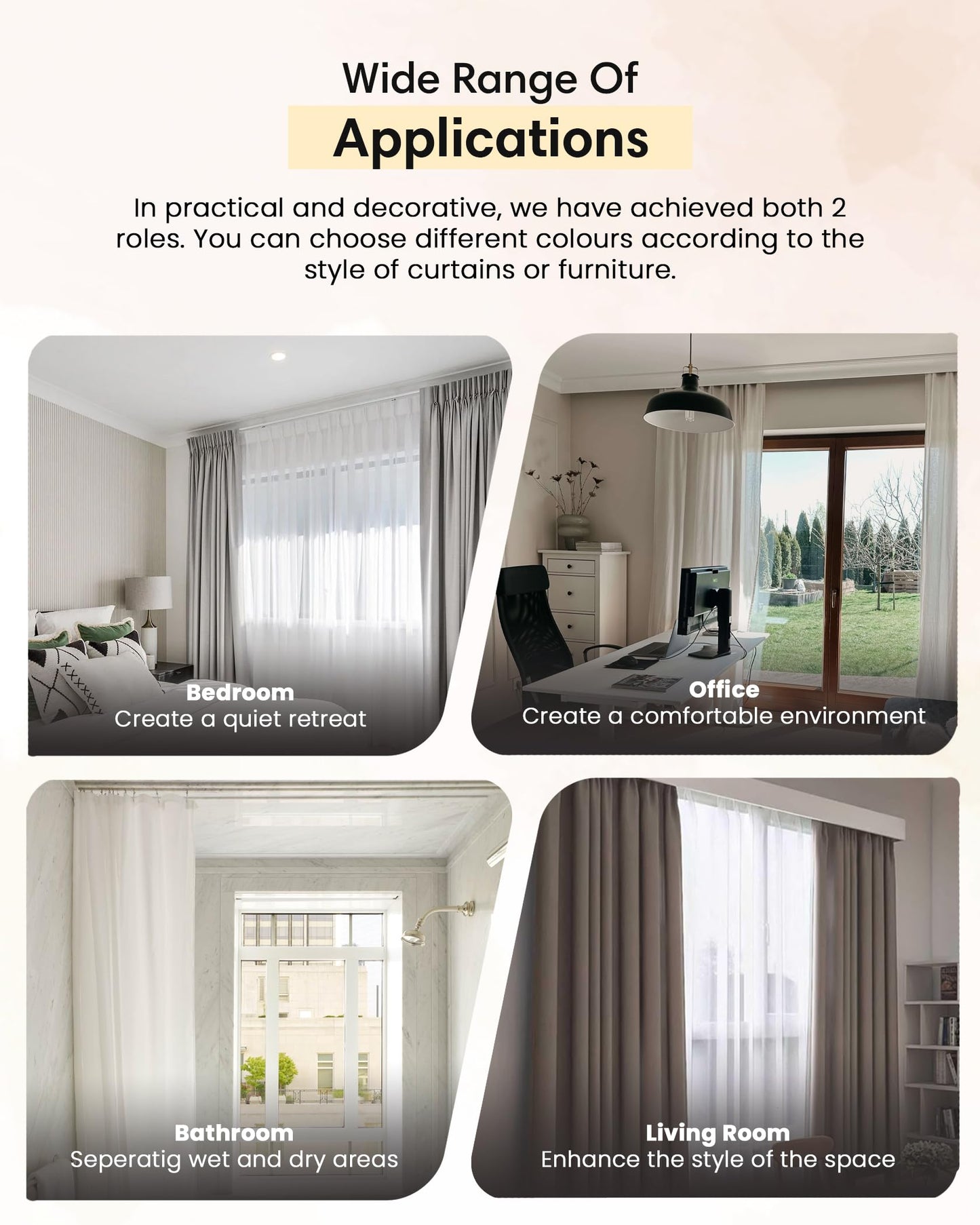Ezcasch Ceiling Curtain Track Set - Dual Track Ceiling & Wall Mount 10ft-12ft, Heavy-Duty Double Track Rails with Silent Slides, Room Divider Double Track System, Includes Hooks/Clips/Brackets, White