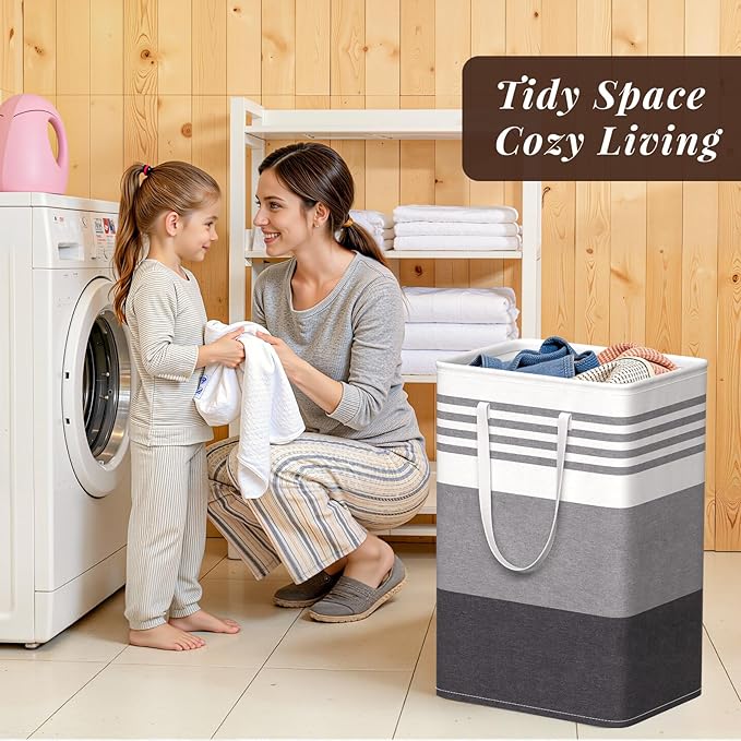 WOWBOX 2 Pack Laundry Hampers Baskets, Freestanding Dirty Clothes Hampers