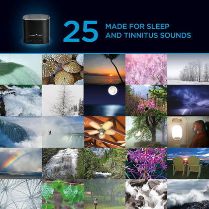Sound Oasis® Bluetooth® Tinnitus Sound Therapy System® - Sleep Better, Manage and Mask Tinnitus, 25 Built-in Sounds for Tinnitus Relief, 12-Hour Sound Duration