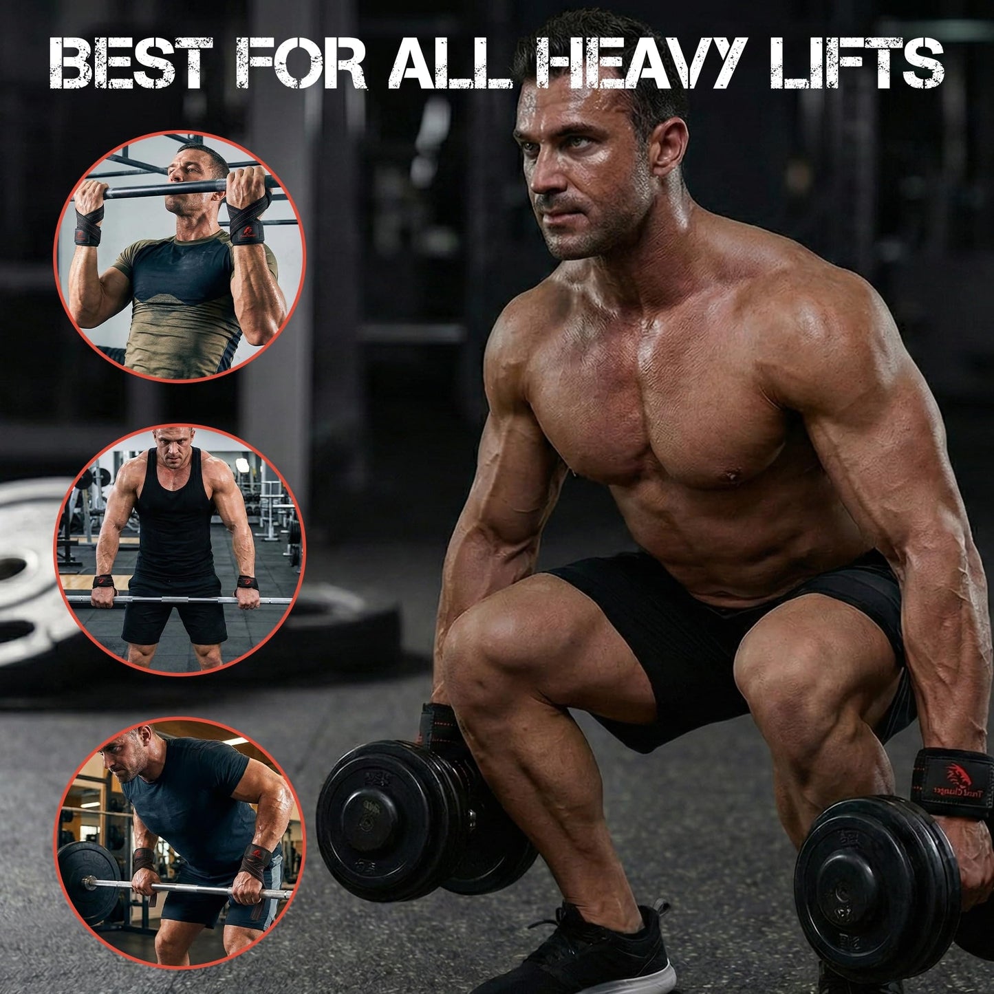 Trend Changer Figure 8 Lifting Strap Padded Deadlift Straps Heavy Duty Weight Lifting Straps Strongman Axle Bar Straps Weightlifting Wrist Wraps (Medium (Upto 8.0'' Wrist Circumference), Red White)