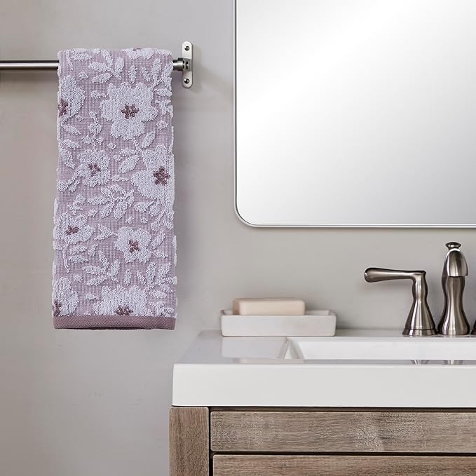 SKL Home Floral Jacquard 100% Cotton 2pc Hand Towel Set, Reversible & Decorative