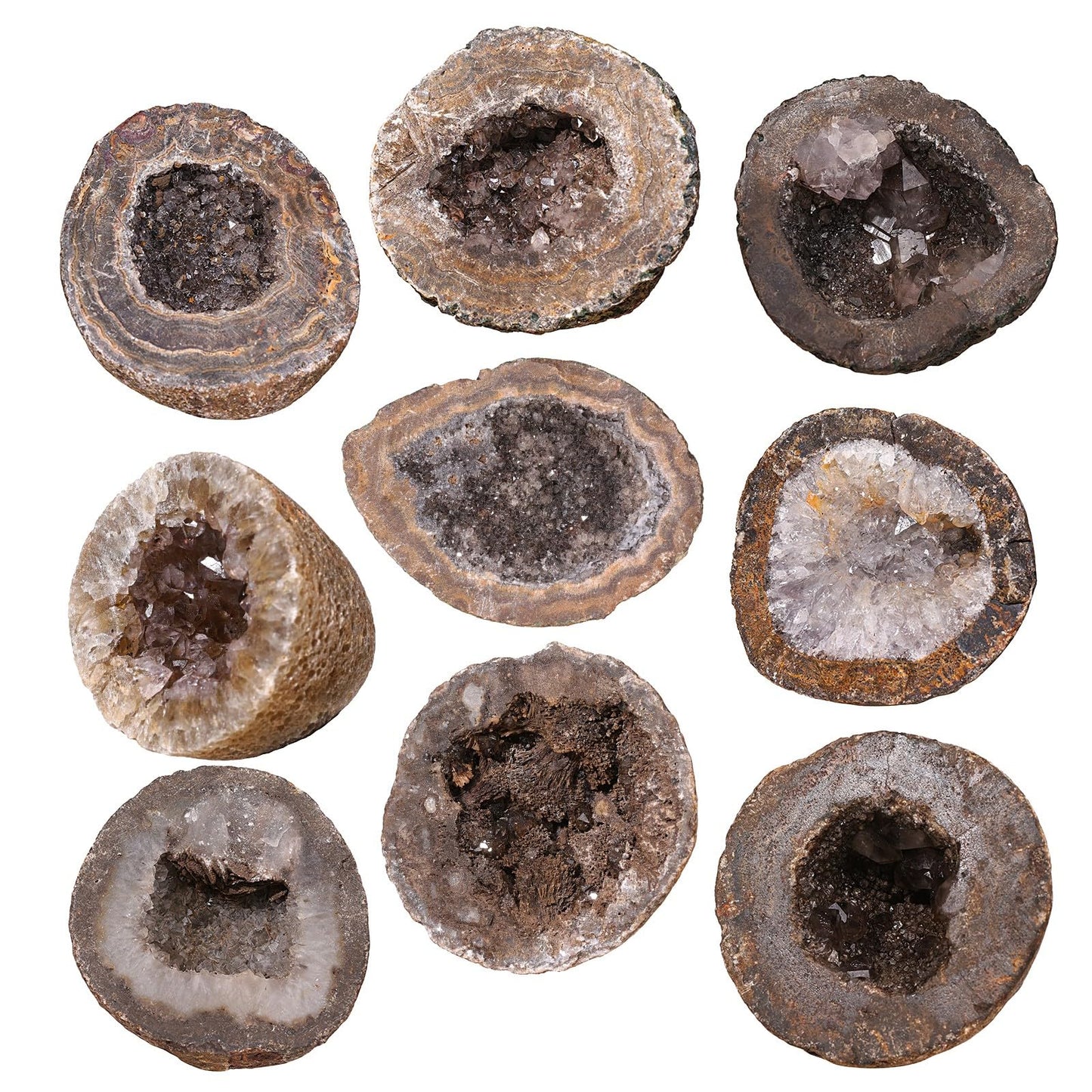 Nupuyai 101g-200g Natural Agate Druzy Geode Quartz Cluster, Irregular Raw Rock Crystal Mineral Specimen Cave Collection for Home Office Decoration Reiki Healing Meditation