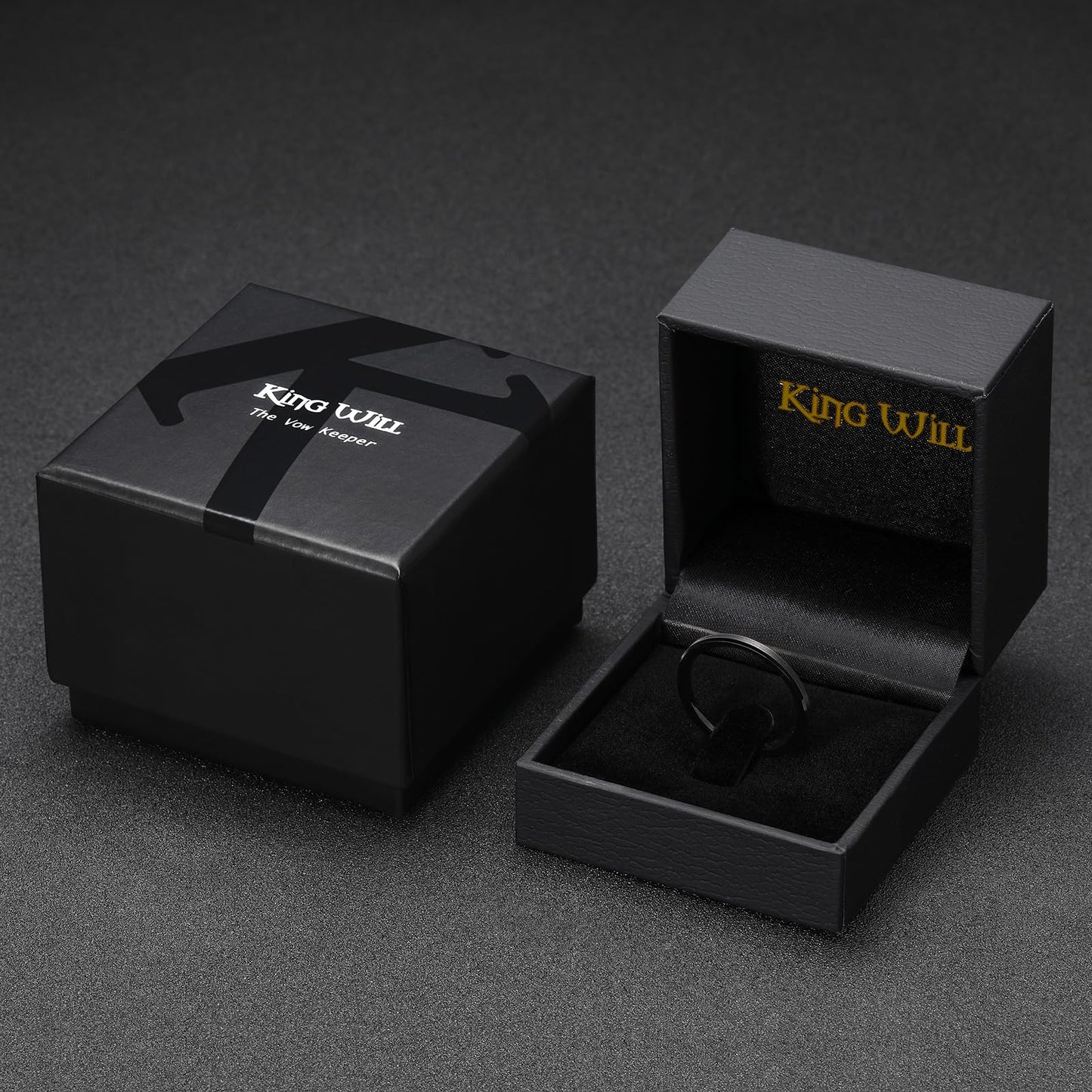 King Will 2mm Black Tungsten Men's Wedding Band - Brushed Matte Finish, Beveled Polished Edge, Comfort Fit Size 14