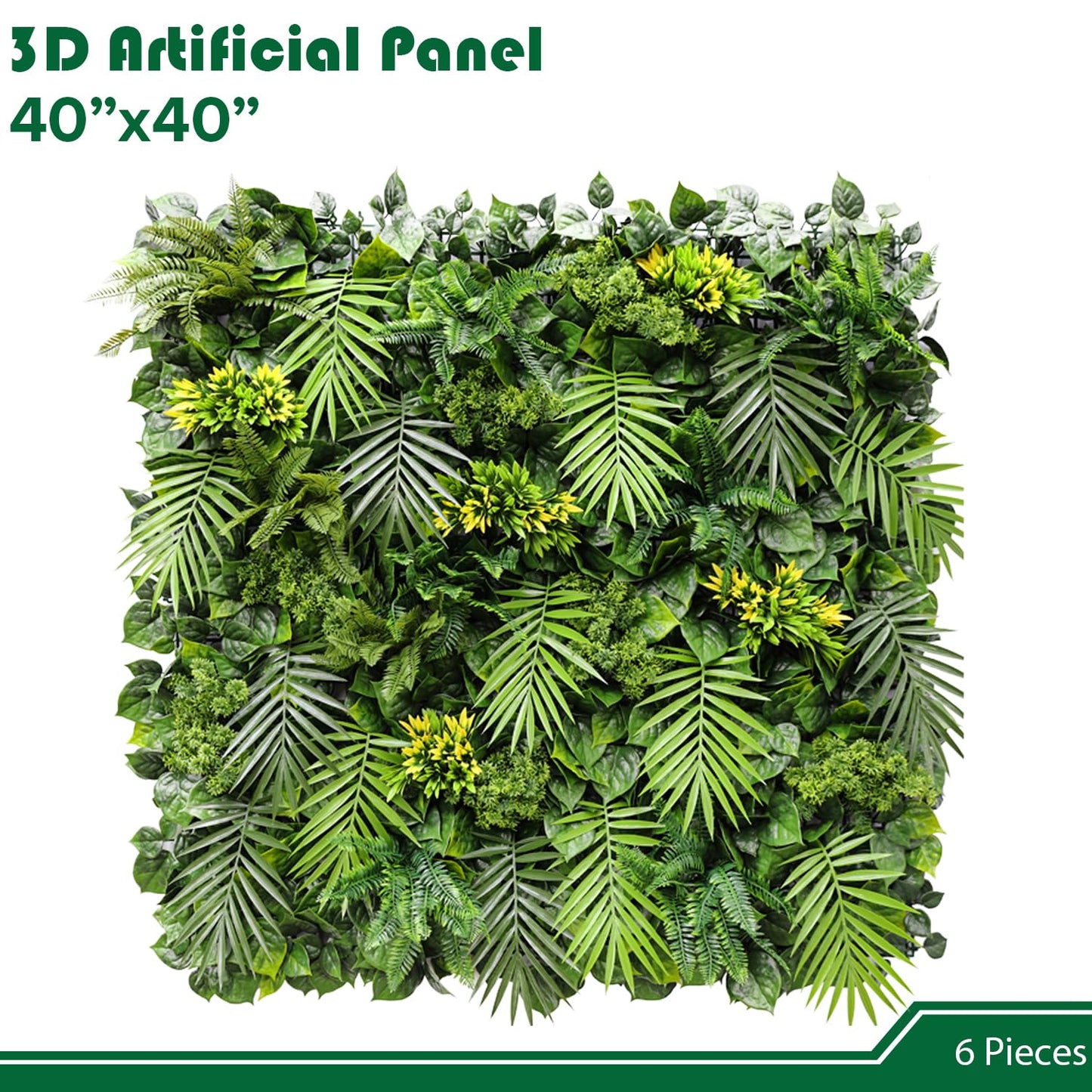 Goleray Artificial Grass Wall Panels 40"x40"-6Packs Greenery Backdrop Faux Boxwood Panel Fake Hedge for Garden Wedding Décor Outdoor Green Privacy Fence, 08Mixed