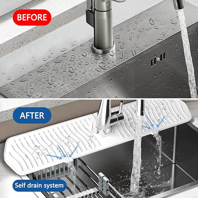 Kitchen Sink Splash Guard-24 x 5.8'' Ultrathin Silicone Sink Mat Splash Guard