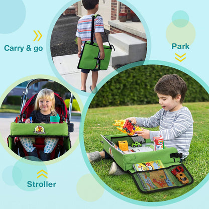 lenbest Kids Travel Tray - Travel Tray for Kids in Car - Car Seat Tray for Kids Travel - Multifunctional Tray with Transparent Erasable Surface & Large Storage Space - Travel Games for Kids
