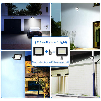 loyal Security Lights Outdoor Motion Sensor, 100W PIR Sensor Security Light Detachable 9000LM 6500K Cold White LED Outdoor IP65 Waterproof Floodlight for Garage Garden