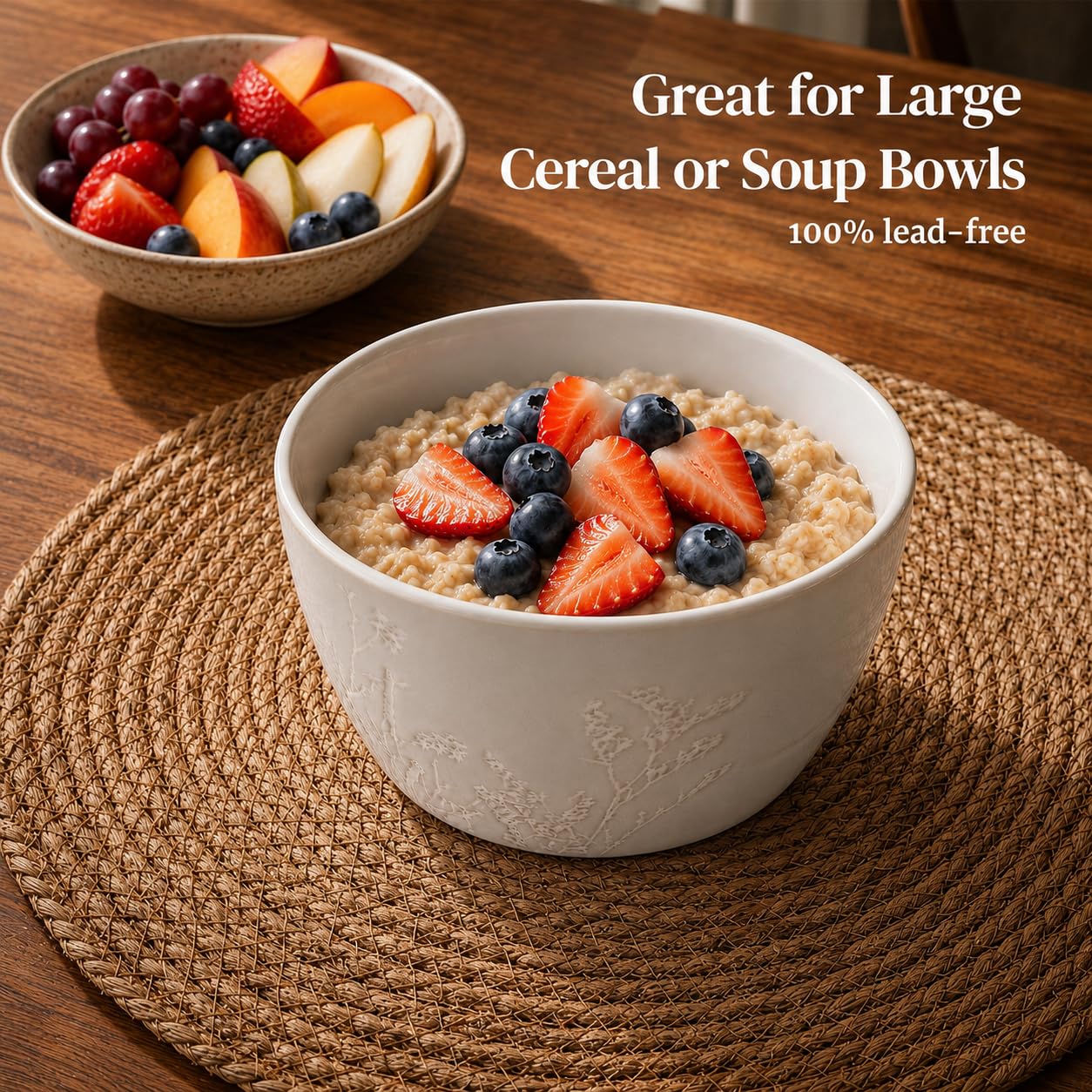 DOWAN 32 OZ Cereal Bowls – Ceramic Bowls Set of 4, Large Soup Bowls for Cereal, Ramen, Pho, Pasta & Salad Bowls – Stackable Soup Bowls, Microwave & Dishwasher Safe