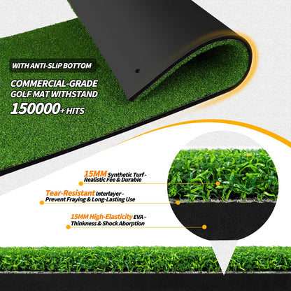 6x4.8ft Golf Hitting Mat for Indoor Outdoor Practice, High-Elasticity Golf Practice Driving Range Turf Mat, Convertible 2IN1 Golf Hitting & Putting Mat for Garage Simulator Training, Gifts for Men/Dad