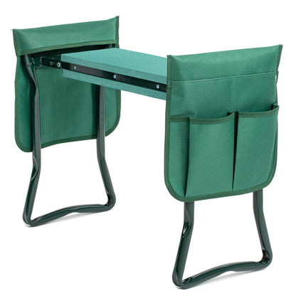 YSSOA New Garden Kneeler and Seat, with Sturdy Soft EVA Foam Pad, Hold Up to 330lb, Foldable Kneeling Bench, with 2 Tool Pouch for Gardening, Fishing, Camping, Green, Arbor Day Gift