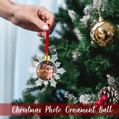 15 Pcs Christmas Hanging Photo Frame Christmas Photo Ornaments Acrylic Decorative Pictures Frames Family Ornament for Winter Christmas Tree Decorations(Round, Snowflake, Star)
