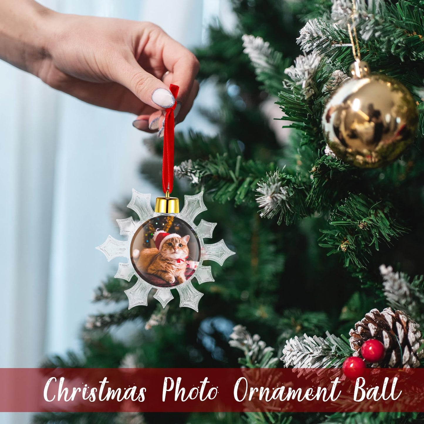 15 Pcs Christmas Hanging Photo Frame Christmas Photo Ornaments Acrylic Decorative Pictures Frames Family Ornament for Winter Christmas Tree Decorations(Round, Snowflake, Star)