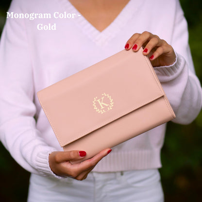 COSMIYA Personalized Initial Travel Jewelry Case - Monogram Custom Gifts For Women, Bridesmaid Gifts, Travel Jewelry Organizer, Customized Travel Jewelry Box, Birthday Gifts For Mom