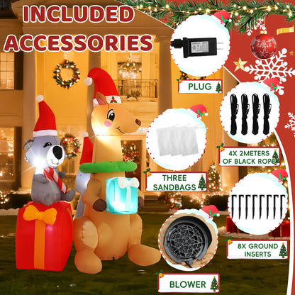 InfleasJoiy 7FT Kangaroo Koala Inflatable Decoration with Built-in LED Lights, Christmas Outdoor Inflatable Decoration for Lawn, Yard, Garden, Patio
