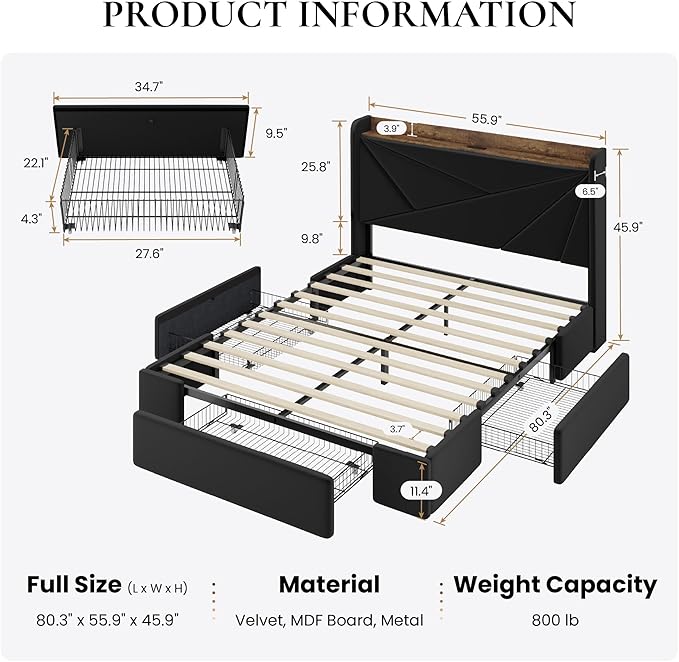 SHA CERLIN Full Size Bed Frame