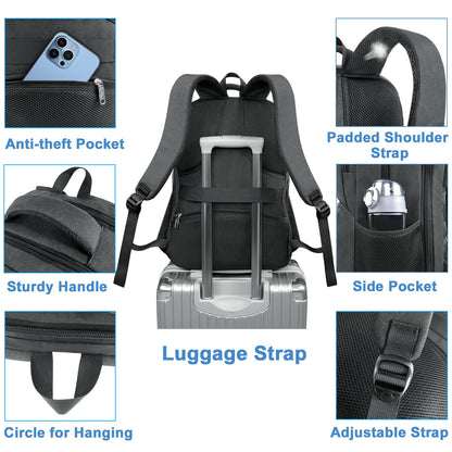 MATEIN 17 Inch Laptop Backpack with Lunch Compartment, TSA Large Travel Rucksack for Men Women with Laptop Compartment, Water Resistant Work Bag with USB Charging Port for School Backpack, Black