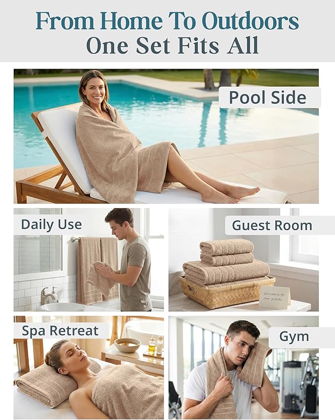 Casa Platino 100% Luxury Cotton Bathroom Towel Set 8 Pcs