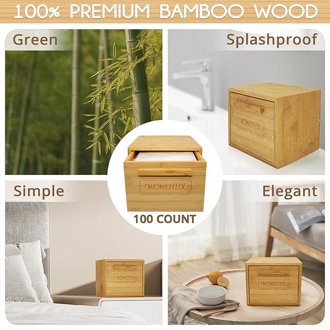 Luxe Bamboo Towel Container