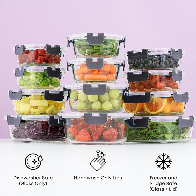 JoyJolt 24pc Borosilicate Glass Storage Containers