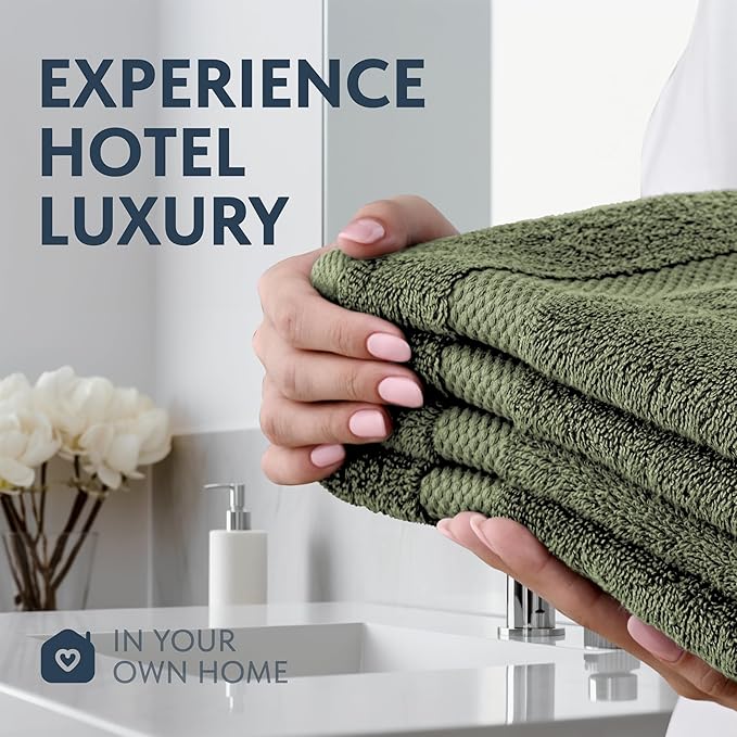 White Classic Luxury Forest Green Hand Towels