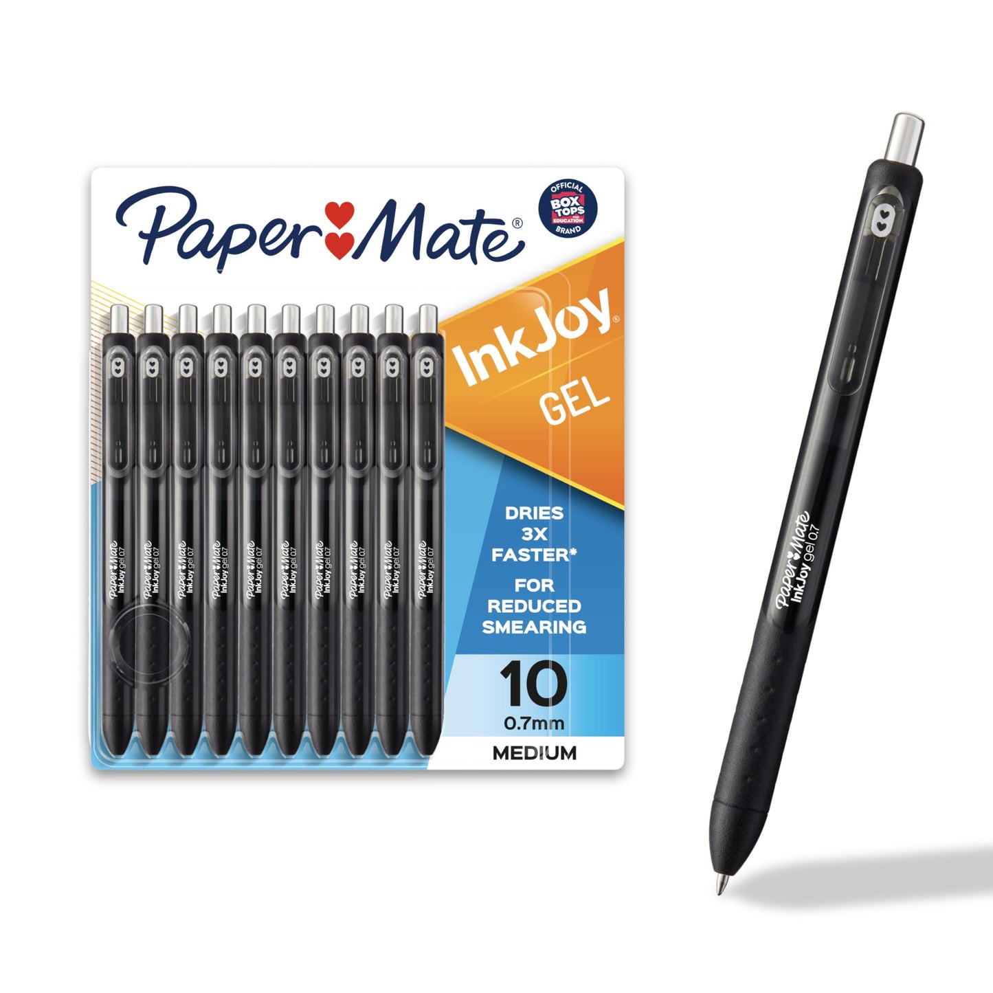 Paper Mate InkJoy Black Gel Pens Medium Point (0.7 mm) Comfort Grip 10 Count Fast Dry Ink Ideal for Smooth Writing
