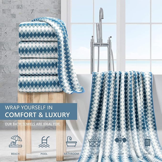 4 Piece Bath Towel Set Oversized Bath Sheet 35"x70" Bathroom Towel Extra Large