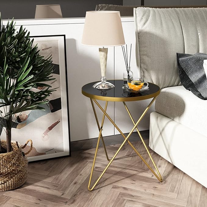 HLR Modern Round Side Table Set of 2, End Table