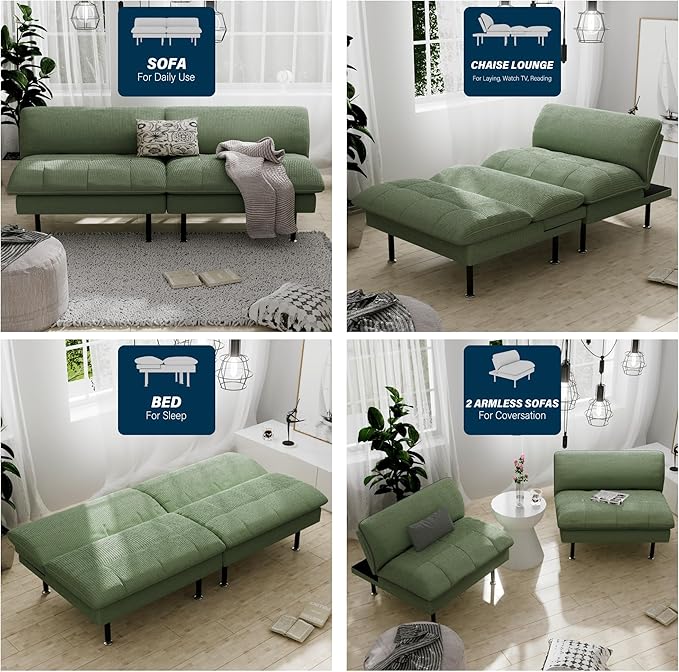 Ribilake 70" Futon Sofa Bed, 4 in 1 Multi-Function Couch Sleeper