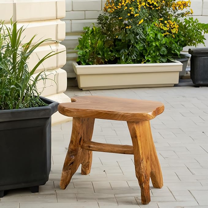 Natural Shape Solid Wood Stump Stool 20"x13"x18" Cedar Root End Table Rustic