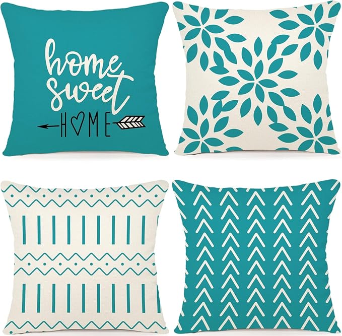 YCOLL Pillow Covers 18x18 Set of 4, Modern Sofa Throw Pillow Cover, Decorative