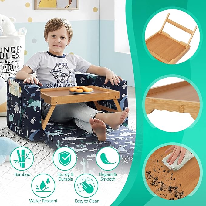 Artmeer Bed Tray Table with Folding Legs, Bamboo Breakfast in Bed