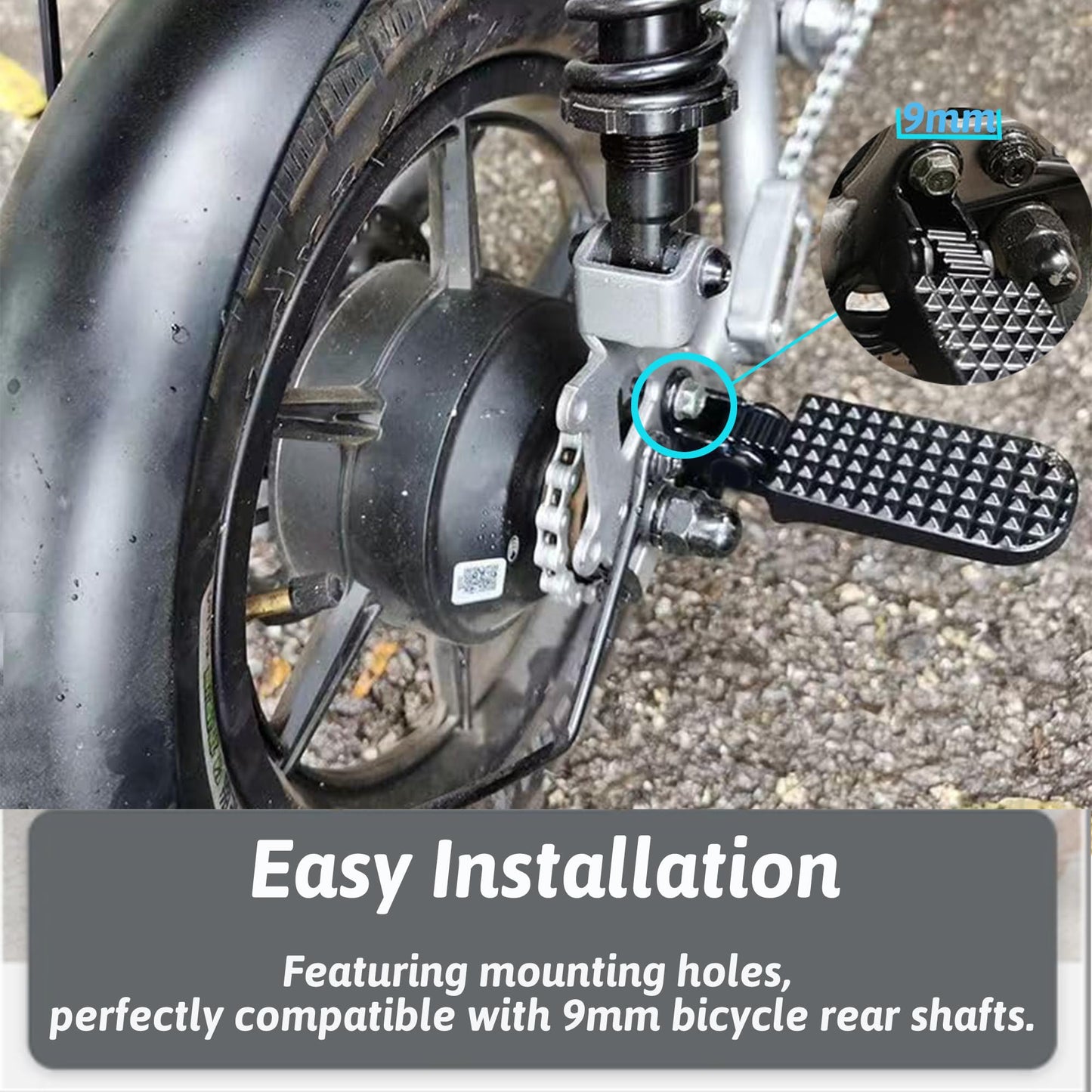 Tailcle Folding Bike Foot Pegs, 1 Pair Foldable Bicycle Rear Pedals Durable Aluminum Alloy Non-Slip Passenger Foot Pegs for Mountain City E-Bikes Folding Bikes (Black)