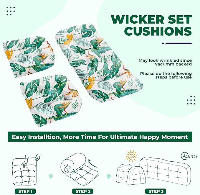 DANGHOOGY Wicker Chair Cushions, Waterproof Outdoor Loveseat Cushions