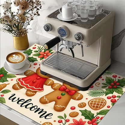 HOMETITUTE Stove Top Covers for Electric Glass Stove 28x20 Inches Christmas Gingerbread Couple Design Heat Resistant Cooktop Protector Cover Glass Stovetop Cover for Kitchen Countertops and Sinks