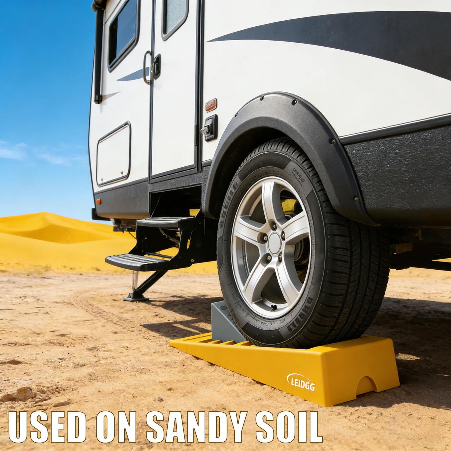 LEIDGG RV Leveling Blocks 2 Pack Heavy Duty Camper Leveler with Storage BagSupports Up to 10000 LBS Adjustable Up to 3IN Ideal for Travel Trailers, Campers, RVs, Motorhomes