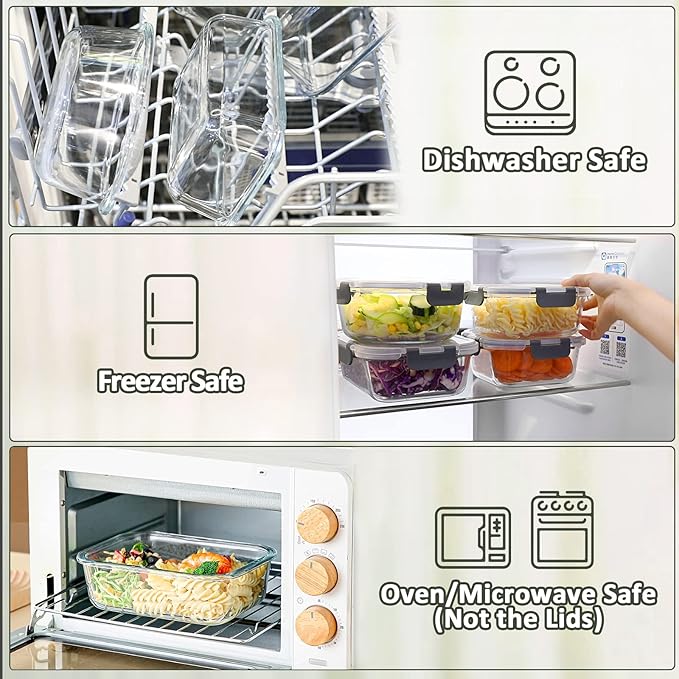 M MCIRCO 10-Pack, 22 Oz Glass Meal Prep Containers, Glass Food Storage