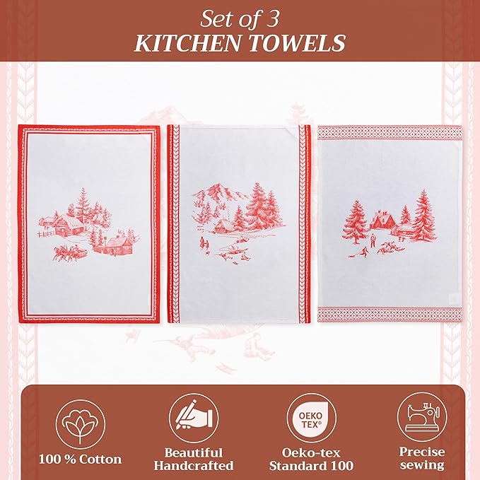 Maison d' Hermine Kitchen Towels Set of 3 100% Cotton 20" x 27.5" Reusable
