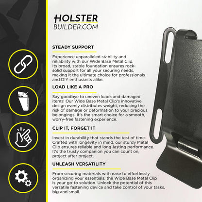 HolsterBuilder 2" Metal Belt Clip – Wide Base Holster Attachment, Heavy-Duty IWB Attachment for Concealed Carry, Tactical & EDC Belts – Holster/Sheath Mount – Made in USA