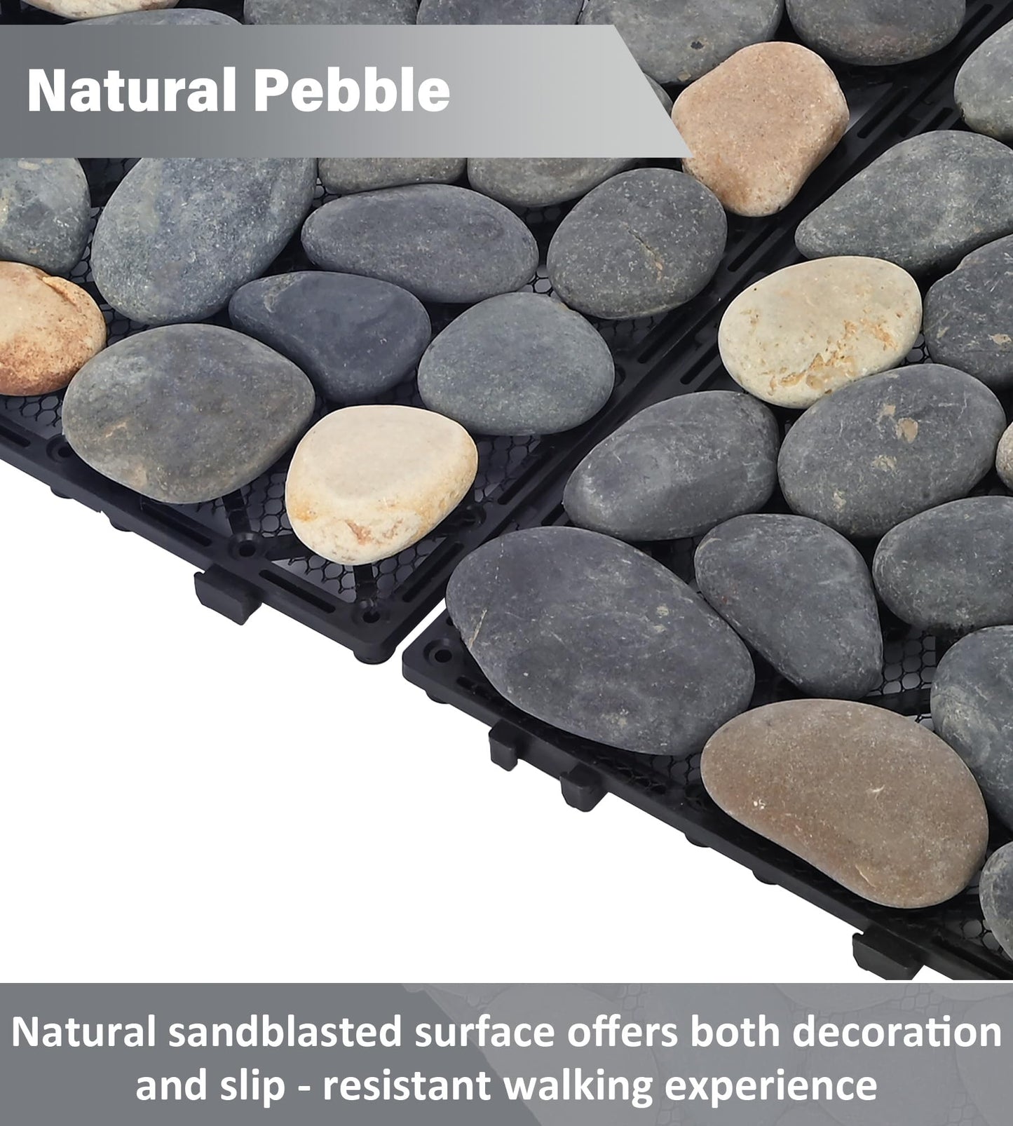jxgzyy 4 Pcs Interlocking Stepping Stones Outdoor for Garden, 11.8" Square Pavers for Landscaping, Outside Pebble River Stone Mat for Yard Lawn Patio Pathway Walkway