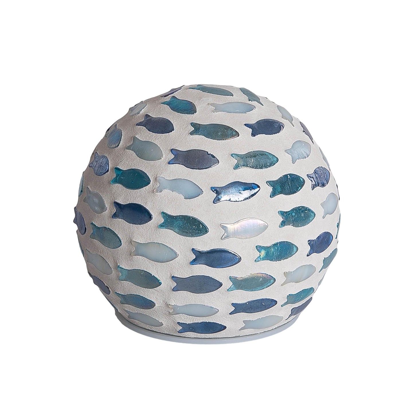 Beachcombers LED Small Mosaic Fish Ball Figurine, 4.1-Inch, Glass, Blue
