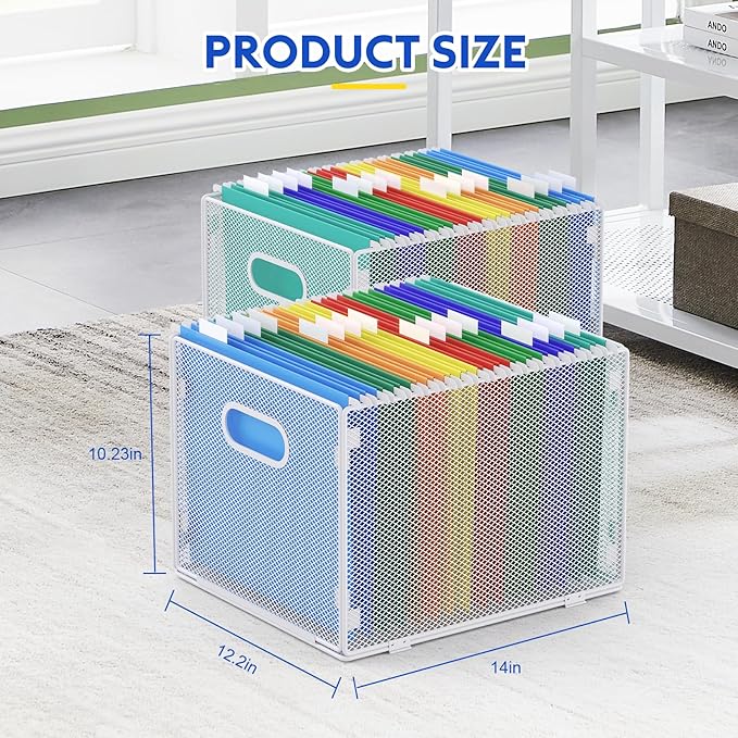 samstar 2 Pack Hanging File Organizer, Mesh File Folder Box Filing Box Cabinet